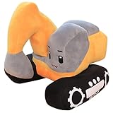Bocguy Bagger Kuscheltier, 26 x 23cm Bagger Puppe Plüschtier, Ausschreibung Kinder Plüsch Bagger, Plüsch Baufahrzeug für Jungen und Mädchen, Geburtstagsgeschenk für Kinder, Gelb