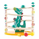 Holz Kugelbahn Dinosaurier-Design mit zusätzlichen Spielmöglichkeiten, ab 2 Jahren geeignet Perfekt für Kleinkinder ab 2 Jahren