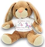 Kilala Kuscheltier Hase klein, Schulkind Plüschtier mit Wunschname personalisierbar, Einhorn mit Regenbogen Geschenk für Schultüte Einschulung Mädchen