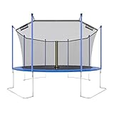 Ultrasport Gartentrampolin Jumper, Ø 430 cm, inkl. Sprungtuch, Federn, Sicherheitsnetz, gepolstertem Netzpfosten und Kantenschutz, wetterfest, bis 130 kg belastbar, Blau