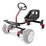 TGHY Hoverboard Sitz für 6,5 bis 10' Selbstausgleichsroller Elektrisches Go-Kart Lenker Lenkrad Komfortschalensitz und Stoßdämpfer E-Kart-Umbausatz Verstellbarer Rahmen,Rot,Steering Wheel