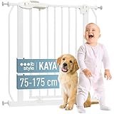 ib style Kaya Treppenschutzgitter für Babys 75-175 cm, Türschutzgitter, ohne Bohren, für Kleinkinder, Treppensicherung, Klemmgitter, Weiß, 75-85 cm