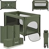 Lionelo Jasmin Easy FoldReisebett für Kinder bis zu 15 kg von 0 bis 36 Monaten Schaumstoffmatratze T25, 2 Höhenstufen, Einfaches Zusammenfalten Easy Fold, Seiteneinstieg, Rollen