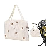 KKPW Tragbare -Wickeltaschen, bestickt, Wickeltasche, große Kapazität, Baumwolle, Wickeltasche, Wickeltasche, Reise-Windeltasche(Kleiner Bär)