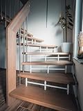 Treppenschutzgitter ohne Bohren für Treppen, Kindersicherung, Haustierschutz, Modulares Schutzsystem (Elfenbeinweiß, Komplettset für eine Stufenbreite bis zu 90cm)