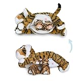Mamanimals Tiger Kuscheltier mit 2 Baby Tiger, Babys im Bauch mit Reißverschluss verstaubar, magnetische Zitzen zum Säugen, hochwertiges Plüschtier Set für Kinder