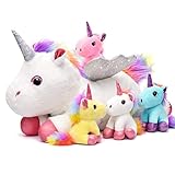 Tacobear Einhorn Kuscheltier Einhorn Geschenke für Mädchen Einhorn Spielzeug Einhorn Mama mit Babys Einhorn Pferd Plüschtier Einhorn Spielzeug Geschenk für Kinder Mädchen 3 4 5 6 7 8 Jahre