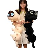 Aiuidun Raupe Gefülltes Tier Plüsch Lange Katze Körperkissen, Kreative Katze Raupe Plüsch Spielzeug Weiche Umarmung Kissen Puppe Lustige Kissen Geschenk für Kinder(50cm/19.68inch, Beige)