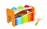 Hape Xylophon und Hammerspiel mit ausziehbarem Xylophon, langlebiges Holzspielzeug für Kleinkinder, multifunktional und in leuchtenden Farben