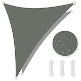 OFFCUP Sonnensegel, Sonnenschutz Baldachin, Dreieckige Markise, Oxford-Stoff Wasserdicht Ripstop Uv Schutz Mit Pu-Beschichtung, 2x2x2m (Größe nach dem Richten) Garten Segel Mit Freiem Seil (Grau)