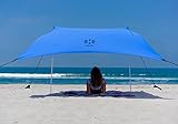 Neso Strandzelt mit Sandanker, tragbares Sonnendach - 2,08 m x 2,03 m – Patentierte mit verstärkten Ecken zur Stabilisierung (Immergrün Blau)