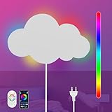 KZT LED Wandleuchte RGB Farbwechsel Wandlampe mit Fernbedienung Kinderzimmer Dimmable Nachttischlampe Modern Innen Nachtlicht mit Stecker für Schlafzimmer Wohnzimmer Hotel Wolken Wandbeleuchtung