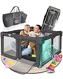 RAWVEL® Faltbarer Laufstall Baby Faltbar [NEU 2025] Laufgitter Baby Laufstall faltbar Playpen Kind, Laufgitter & Ställe, Kinderlaufstall Play Pen klappbar [Laborgeprüft] & Rundum gepolstert 130x130 cm