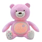 Chicco First Dreams Baby Bär Plüsch-Teddybär, weicher Projektor mit Nachtlicht, Lichteffekten und entspannenden Melodien, Rosa - Kinderspielzeug 0+ Monate