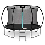 Trampolin Outdoor,Ø 244/305/366 cm 8 FT/10FT/12FT Trampolin mit Sicherheitszaun und Gepolsterte Stangen für Kinder Indoor Outdoor Fitness, Belastbar bis 150kg Modell 2022 (305CM- 4 Beine)