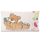 NICI 46515 Bär und Schnecke, rechteckig-Kuschelkissen für Mädchen, Jungen & Babys – Flauschiges Stofftier Plüschtier Gemütliches Kissen, 1 Stück (1er Pack)