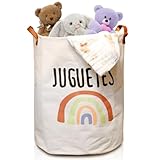 CEWROM Wäschekorb Kinder, Wäschekorb Kinderzimmer, Wäschekorb Faltbar, großer Canvas-Stoff, Großer Aufbewahrungskorb Baumwolle und Wasserabweisend, Babyzimmer Spielzeug Korb (Regenbogenmuster)
