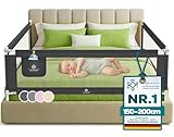 KESSER® Bettschutzgitter 150 cm, Rausfallschutz Bett & Bettgitter Kinderbett, klapp- & höhenverstellbar, Kindersicherung Baby Fallschutz, Mesh Netz, Kinderbett Schutzgitter + Tasche, Dunkelgrau