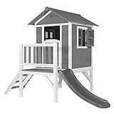 AXI Spielhaus Beach Lodge XL in Grau mit Rutsche in Grau | Stelzenhaus aus FSC Holz für Kinder | Kleiner Spielturm für den Garten