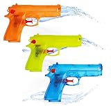 3er Wasserpistolen Set - ca. 15 cm mit großer Reichweite Wasserspritzpistole Spritzpistole klein mini für Kinder