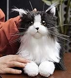 Chongker Kuscheltiere Plüschtier Katze, echte Größe, handgefertigt, Geschenk für Kinder, Frauen (Schwarze Katze)