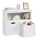 VASAGLE Kinderregal, Spielzeugaufbewahrung für Kinder, Aufbewahrungsschrank, Spielzeugschrank, Aufbewahrungsbox mit Rollen, Spielzeugregal, Kinderzimmer, 29,7 x 72,2 x 60 cm, wolkenweiß LHS280WB01