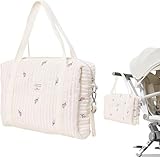 KKPW Tragbare -Wickeltaschen, bestickt, Wickeltasche, große Kapazität, Baumwolle, Wickeltasche, Wickeltasche, Reise-Windeltasche