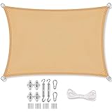 Stonehill Sonnensegel Rechteck 3 x 4 m + GRATIS (!) Befestigungsmaterial | Farbe Sand | für Garten, Balkon & Terrasse | Sonnenschutz | Wetterschutz | wasserabweisend | PES | Polyester