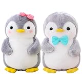 Aurasky Pinguin Kuscheltier Süß, Plüschtier Pinguin 25cm, Pinguin Stofftier zum Kuscheln & Spielen, Plüschpinguin Kissen Puppe Geschenk für Fans Kinder Mädchen Jungen(2-Teiliges)