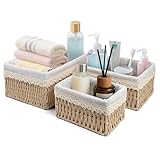 Aufbewahrungskorb Korb Spielzeug Aufbewahrung Badezimmer Körbchen Geflochten Wickeltisch Organizer Körbchen Kinderzimmer Boxen Basket Kleiner Korb 3er Set aus Gewebtem Recyclebarem