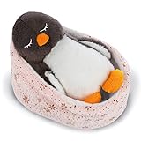 NICI Kuscheltier Pinguin Noshy 12 cm schlafend im Körbchen I Plüschtier für Jungen, Mädchen & Babys I Flauschiges Stofftier zum Kuscheln – 48356