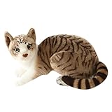 Kuscheltier Katze Lebensecht, 30cm Simulation Kurzhaar Nette Katze Puppe Flauschigen Plüsch Kätzchen Liegend Stofftier echt siamesische Katze Plüschtier Katze Plüschfiur Spielzeug für Kinder Frauen