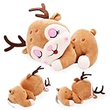 GVMJHYK Rentier Plüschtier,Kuscheltier Rentier,Plüsch Rentier Spielzeug,Dekorative Rentier Kissen,Braun Stofftier Plüsch,Geburtstag Kinder Jungen Mädchen Reindeer,20cm