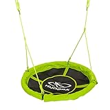 HUDORA Nestschaukel 110 - grün/orangefarbene Schaukel für bis zu 100kg - Hängeschaukel mit 110cm Durchmesser für drinnen & draußen - Höhenverstellbare Familienschaukel für Kinder & Erwachsene