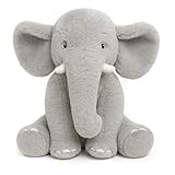 WEIGEDU Plüsch Elefant 33 cm – Weiches Kuscheltier in Hellgrau mit großem Rüssel & Ohren – Sitzendes Stofftier für Kinder & Deko