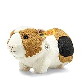 Steiff 073830 - Original Plüschtier Meerschwein Dalle mit Quietsche, Kuscheltier ca. 22 cm, Markenplüsch Knopf im Ohr“, Schmusefreund für Babys von Geburt an, weiß, braun, schwarz