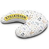 Amilian Stillkissen Klein - Stillmond - Nursing Pillow - Stillhörnchen - Kleines Stillkissen für Baby - Stillkissen Mond - Stillkissen unterwegs - Stillkissen Halbmond Polka Dot Paradies