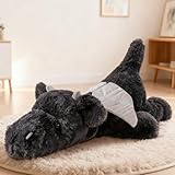 Gisqis Drache Kuscheltier Kawaii 48cm Gewicht Drachen Kuscheltier Dragon Stofftier Plushie Plüschtiere Spielzeug Kuscheltiere Geschenk für Kinder Schwarz