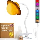 Saturn Klemmleuchte Nachtlicht für Kinderzimmer – Dimmbares LED Klemmlicht mit abnehmbarem Kopf – Stilllicht für Neugeborene – Nachtlampe für Jungen & Mädchen mit 7 Farben & 6 Helligkeitsstufen