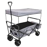 TRUTZHOLM Bollerwagen faltbar mit Dach 105 l Handwagen Gerätewagen Transportkarre Transportwagen drehbare Vorderräder 75 kg Tragkraft
