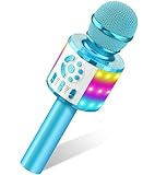 MicQutr Kinder Karaoke Mikrofon | Bluetooth & Kabellos | Autotune & Stimmenverzerrer & Lichter | Spielzeug Für Mädchen ab 3 Jahren