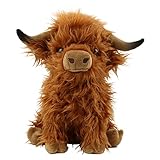 Sharplace Highland Kuh Kuscheltier 25 cm, Plüschtier Highland Kuh, Plush Toy Soft Animal Cute Highland Cow, Realistisches Kuscheltier Kuh Toy, Schlafendes Plüschtier für Kinder Weihnachten Geschenke