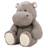 MorisMos riesen Hippo Kuscheltier XXL, 90cm sitzend groß Nilpferd stofftier Plüschtier, weich Grau Hippo Puppe Geburtstag Weihnachten Geschenk für Kinder Babys