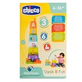 Chicco Steckturm, Stapelbecher Spielzeug, Stapelturm mit 6 bechers, mehrere Größen und Farben, mit Buchstaben zum Sortieren, 4 Kugeln, Puzzle-Basis, Baby Spielzeug, Für Babys & Kinder, 6-36 M