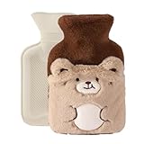 Wärmflasche Kinder Tier Bär, Kleine Wärmflasche, Wärmflascher Kuscheltier, Hot Water Bottle, Abnehmbar & Waschbar, Ideal für Kinder, Frauen und Senioren, Perfekt für kalte Tage und als Geschenk(500ml)