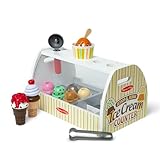 Melissa & Doug Eisdiele aus Holz - 28-teiliges Spielset zum Portionieren und Servieren von 8 Sorten Eiscreme in Eistüten oder im Eisbecher, Spielgeld inklusive, für Kinder ab 3 Jahren