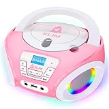 KLIM Candy Kids CD Player für Kinder - NEU - UKW-Radio - Inklusive Batterien - Rosa - Boombox tragbar - CD Spieler Kinder- mit Lautsprechern, Kleinkinder (Rose)