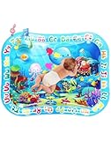 SOSALUK 97x76CM Wassermatte Baby XXL Wasserspielmatte BPA FREI Water Mat baby ab 3 6 9 bis 12 Monate Wasser Spielmatte für Baby Bauchzeit Matte Tummy Time, groß(Wasserozean)