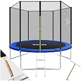 tectake® TÜV geprüftes Gartentrampolin Kinder Trampolin mit Sicherheitsnetz, als Outdoor Spielzeug, Sport Trampolin oder Spielzeug für draußen, Spielplatz für Garten - Ø 305 cm