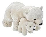 WILD REPUBLIC Mom and Baby Eisbär, Großes Kuscheltier, 38 cm, Geschenkidee für Kinder, Kuscheltier mit Baby, Riesen-Stofftier aus recycelten Wasserflaschen, 14'